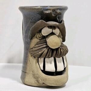 Vintage Robert Karlinsey Handmade Funny Face Ugly Mug 3D Art Pottery